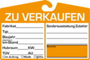 Angebotsschild ZU VERKAUFEN, orange, aus Karton