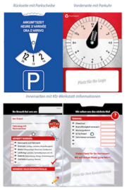 Parkscheibe / Parkuhr vierseitig mit Werbefläche