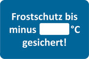 Kundendienstaufkleber blau, FROSTSCHUTZ BIS ...