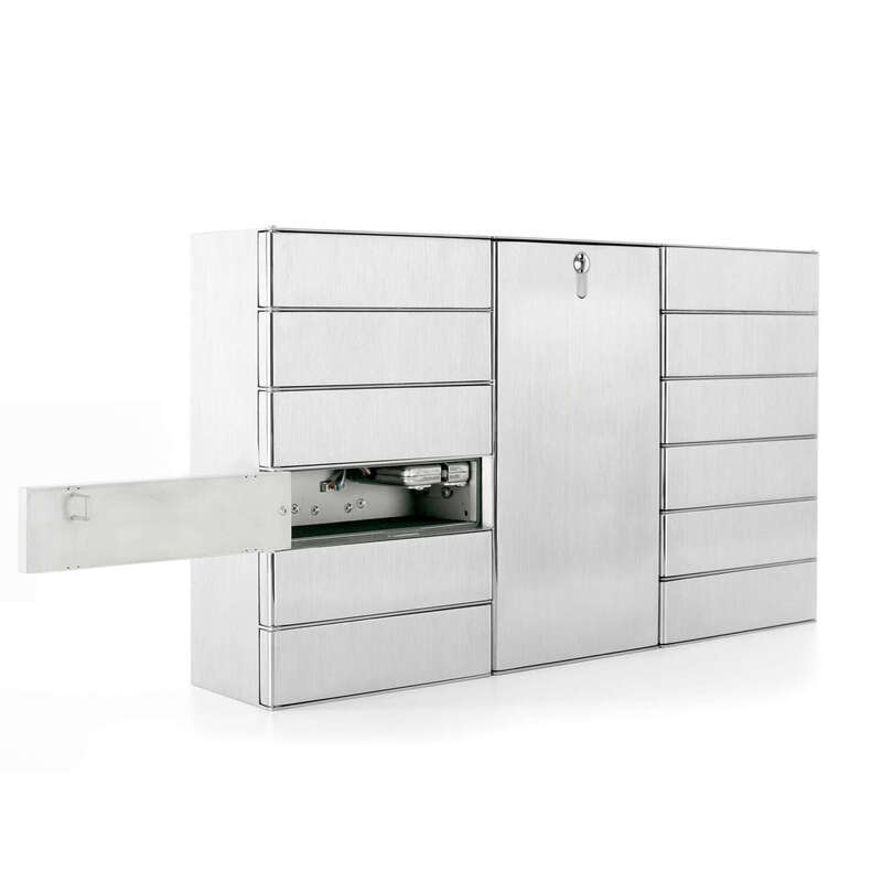 24/7 Schlüsselausgabe- / Annahmetresor mit Code, Edelstahl V2A, 12 Fächer
