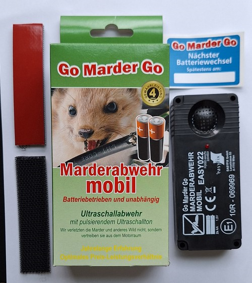 GoMarderGo ULTRASCHALL-Marderabwehr BATTERIEbetrieben DAS UNABHÄNGIGE optimal für alle Antriebsarten