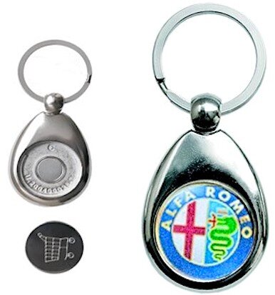 Schlüsselanhänger mit Einkaufs-Chip und Markenlogo