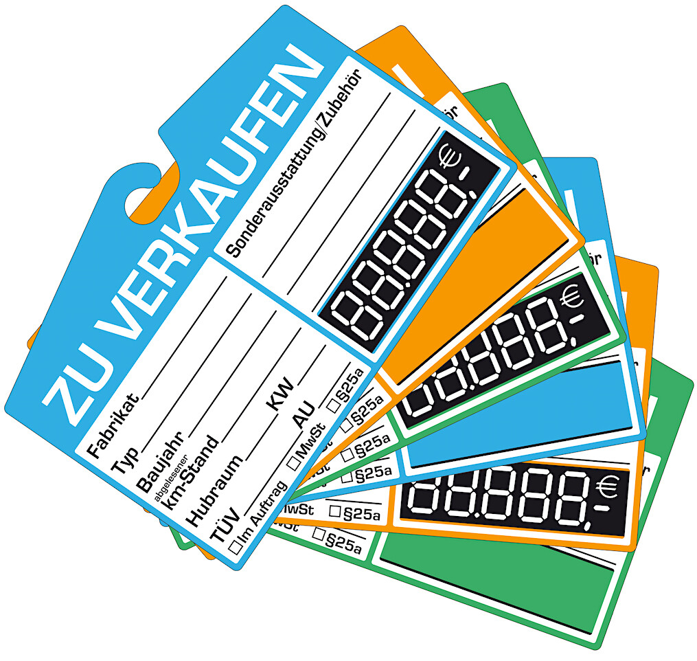 Angebotsschild ZU VERKAUFEN, aus Karton "digital"