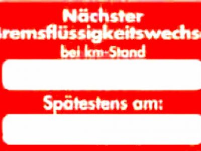 Kundendienstaufkleber BREMSFLÜSSIGKEIT 449260280