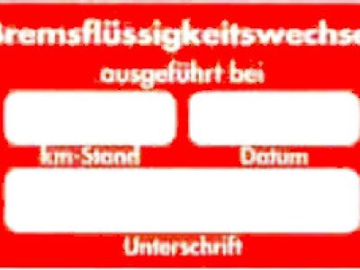 Kundendienstaufkleber BREMSFLÜSSIGKEIT 449260350